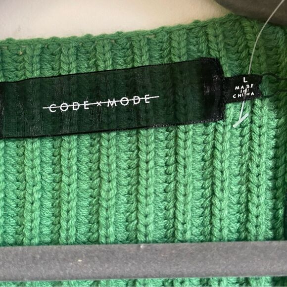 NEW Code x Mode Nordstrom Green Thick Knit Ribbed Cardigan - Picture 6 of 9
